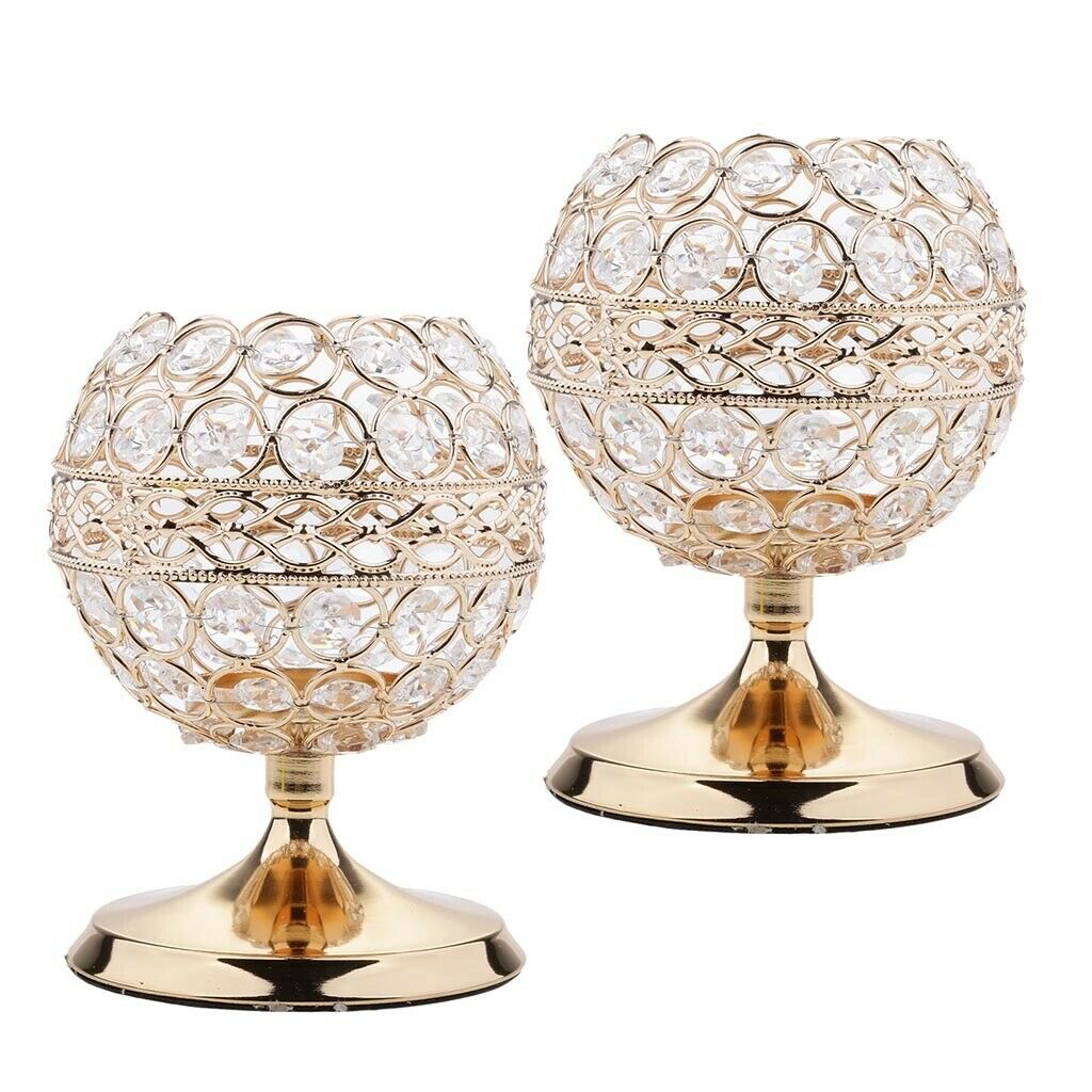 2pcs Globe Crystal Votive Tealight Candlestick For Wedding Centerpieces S