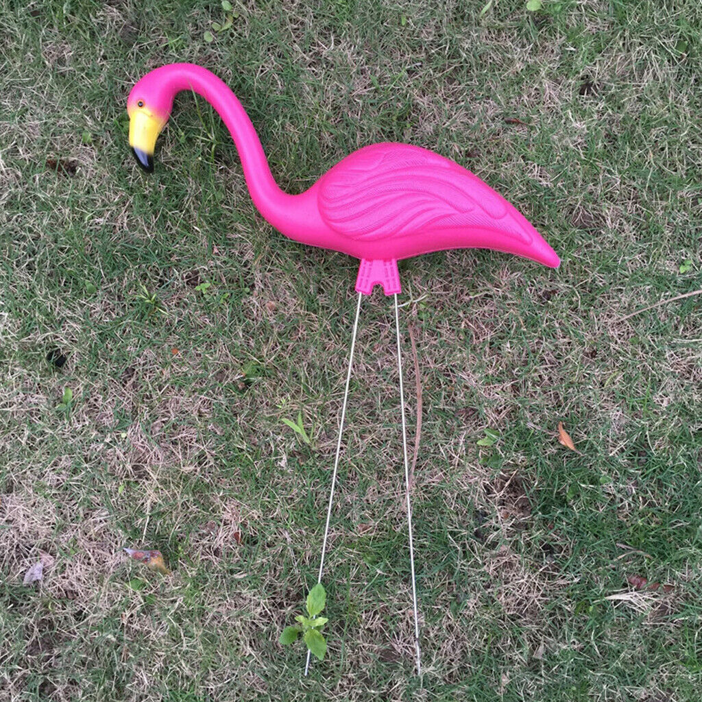 1 Pair Lifelike Pink Flamingo Yard Garden Lawn Art Ornament Decor Statues