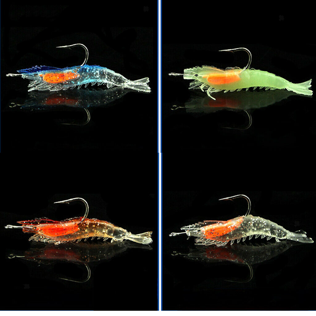 5Pcs Creative Shrimp Style Soft Prawn Lures Simulation Hook Baits Blue