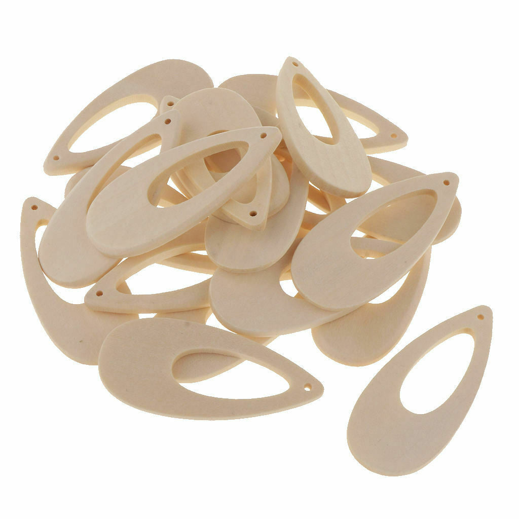 20x Drop Shapes Unfinished Wood Pendants Wooden Beads for DIY Earrings