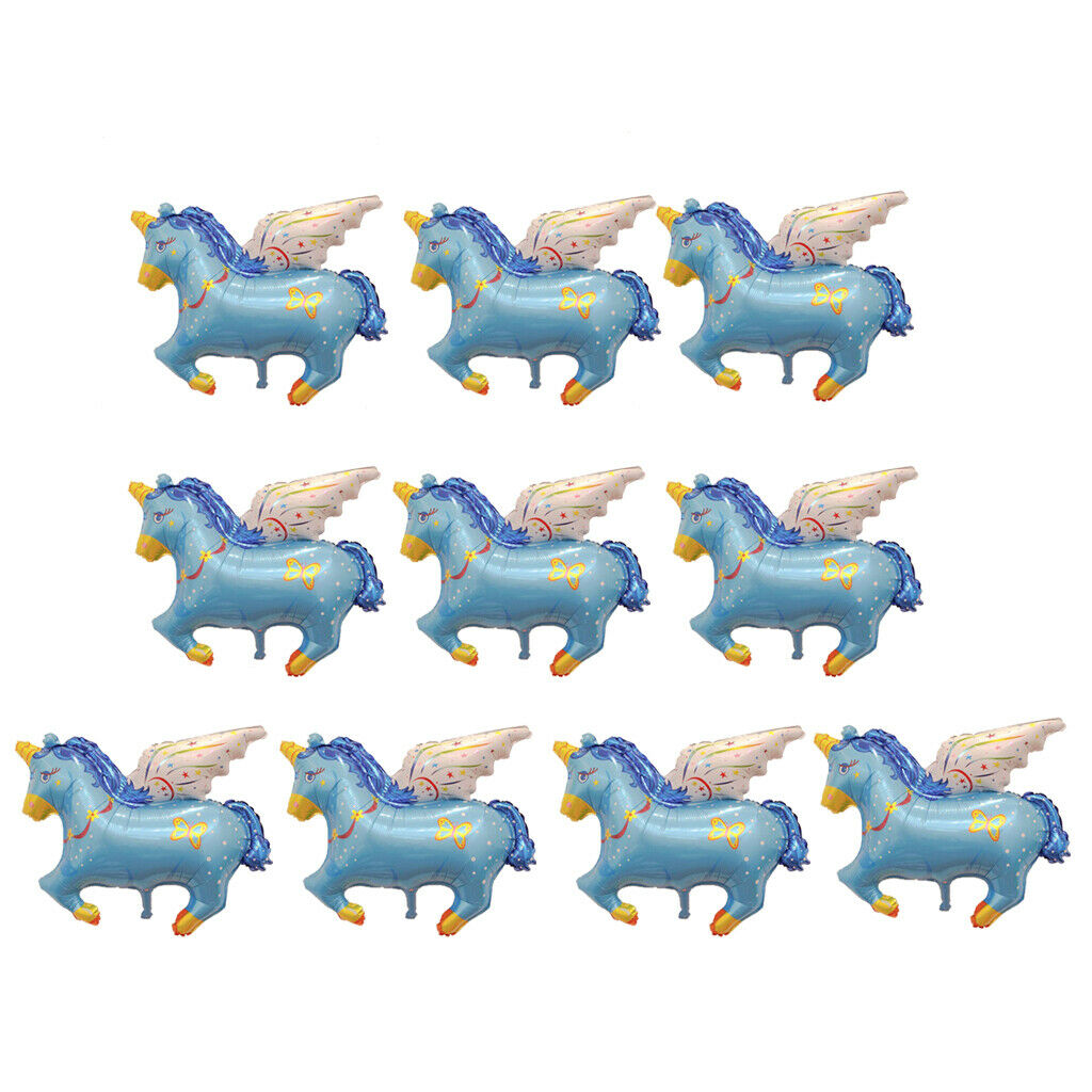 10pcs Mini Flying Horse Unicorn Foil Balloons Kids Birthday Party Decor Blue