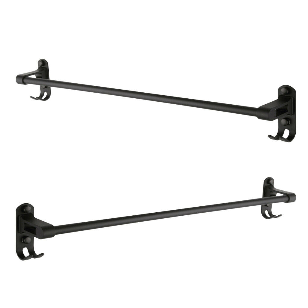 2Piece of  Black Finish Aluminuml 24Inch Bathroom Towel Rack Wall Mounted Towel