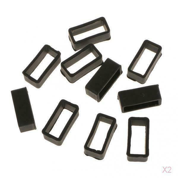 10Pcs Black Rubber Replacement Keeper Loops Watch Band Strap End Holder 18mm