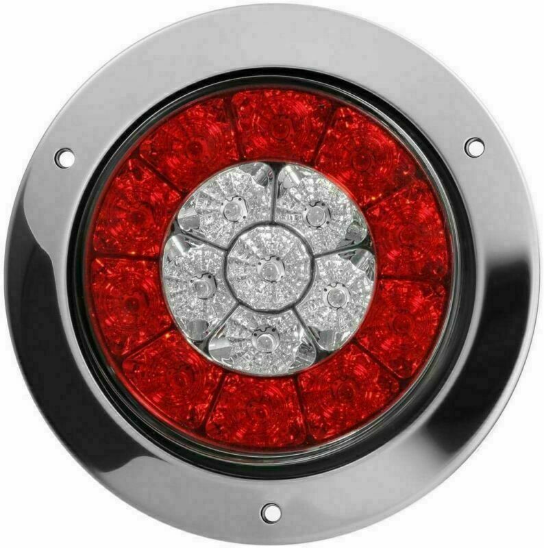 2x 4" Round Truck Trailer RV Brake Stop Turn Tail Signal Light Red Amber 16 LED