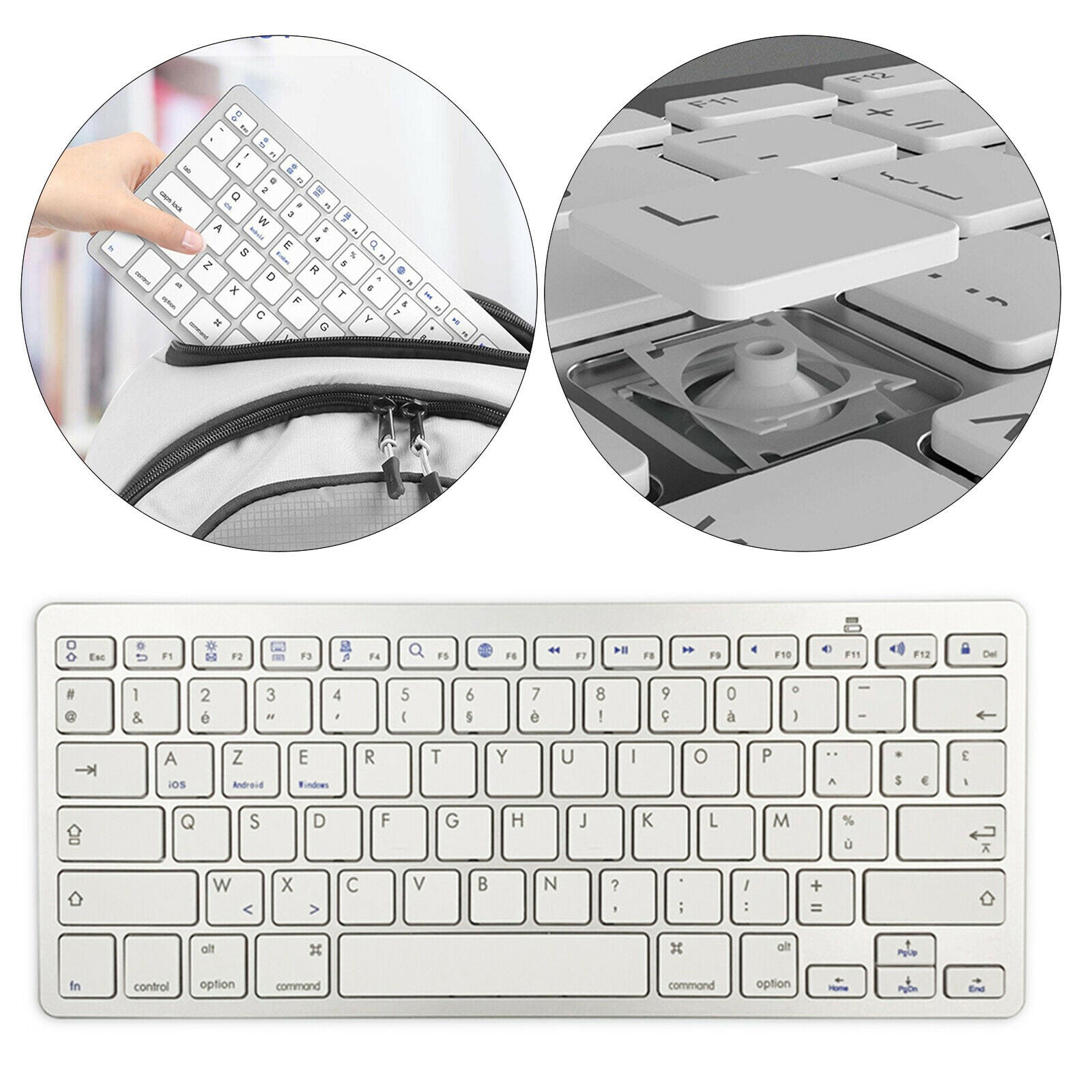 New 78 Keys Wireless Bluetooth Keyboard French for IOS/Android/Windows