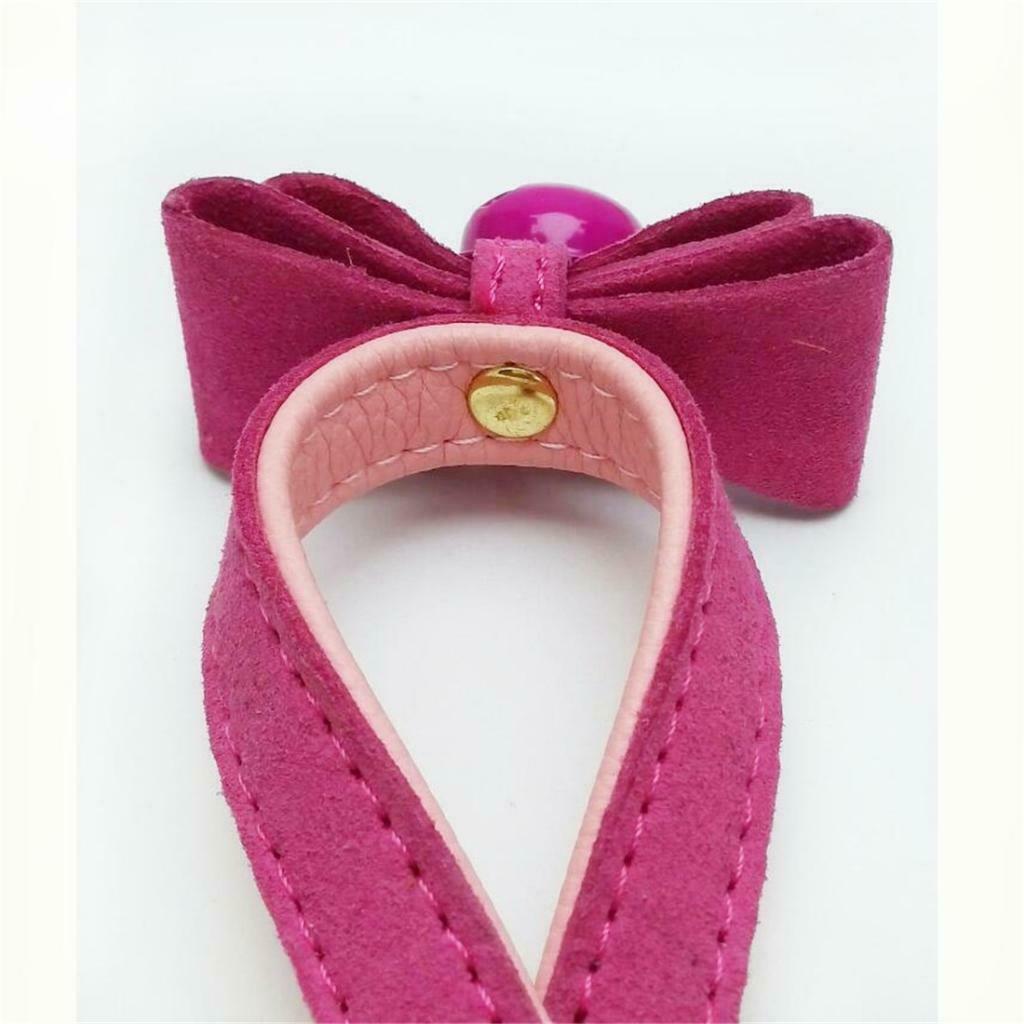 Adjustable Pet Dog Cat Puppy Bow Tie Neck Collar with Bell Rose Red XXS