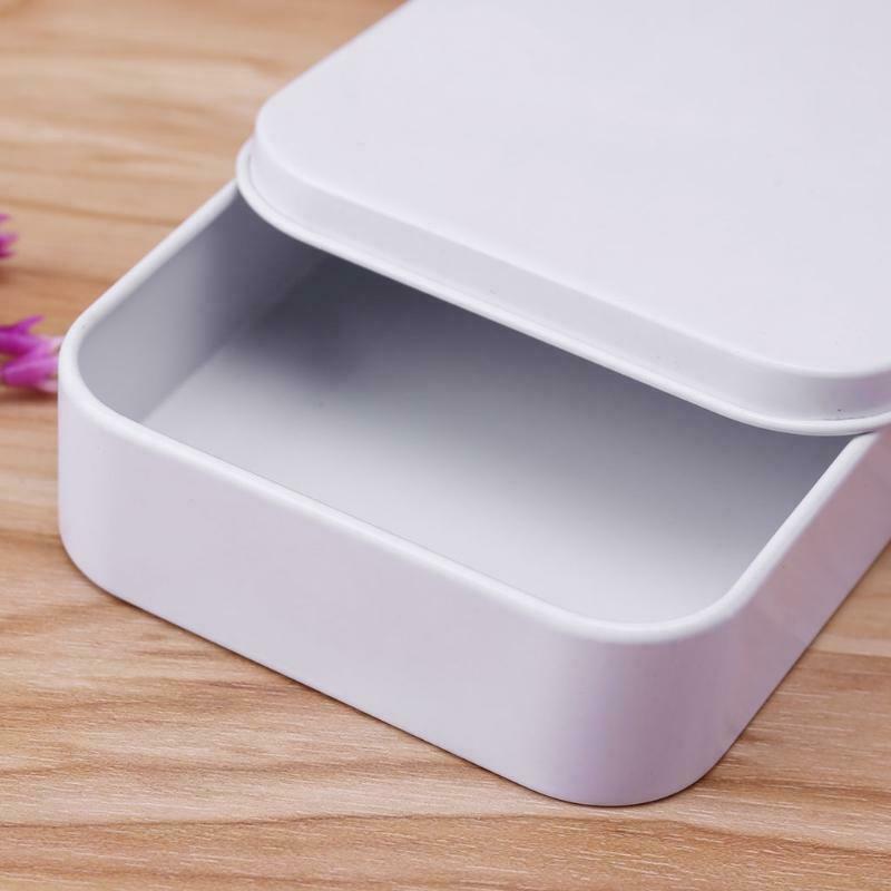 Storage Box Small Jewelry Candy Coin Key Pills Organizer Tin White Gifts Packing
