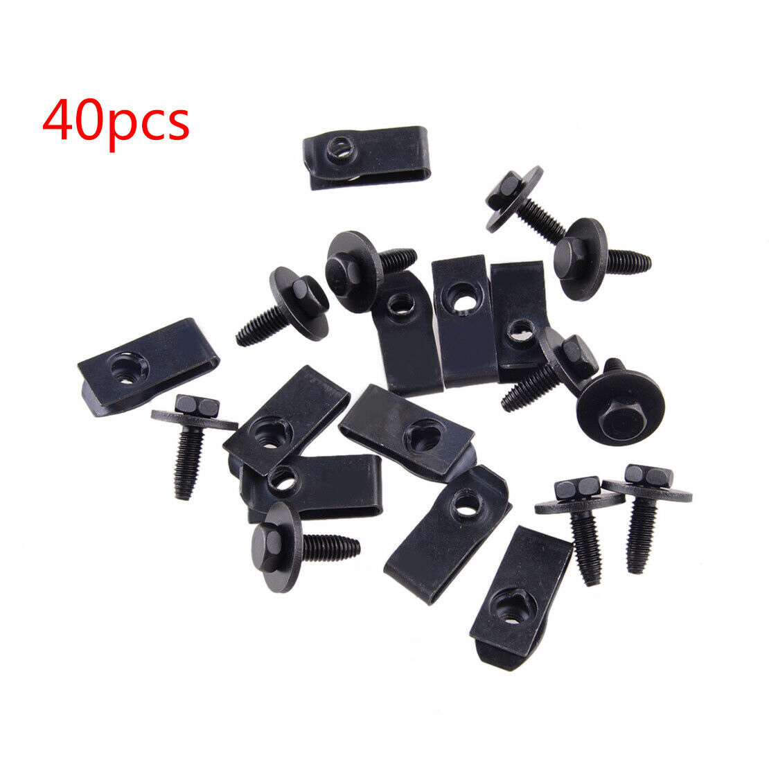 40Pc Car Body Bolts U Nut Clips M6 Hex 10mm Fit for Ford Truck 147163194 Acc