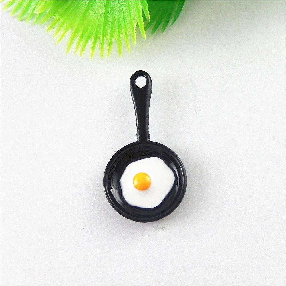 20pcs Black Plated Alloy Pan Egg Look Pendant Charms Jewelry Accessory Crafts