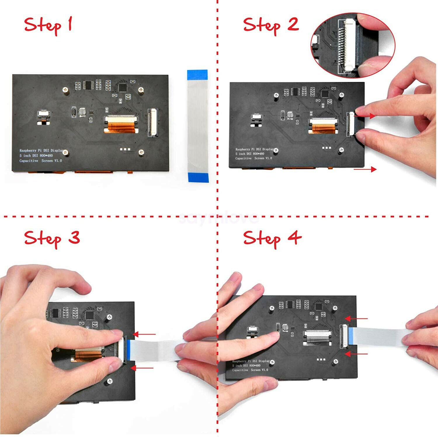 7 Inch TFT Capacitive Touch Screen 800x480 DSI Connector for Raspberry Pi 4 3B+
