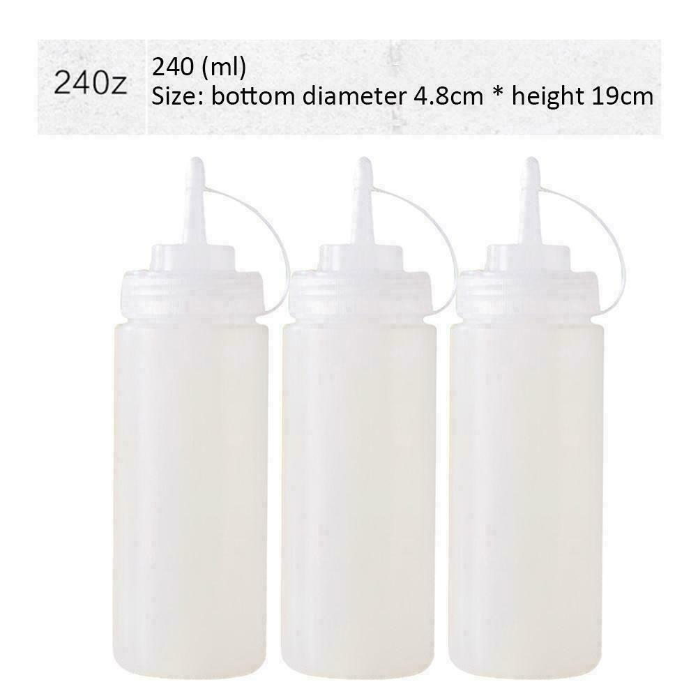240ml Clear Plastic Squeeze Bottle - Condiment Dispenser Mustard Ketchup new