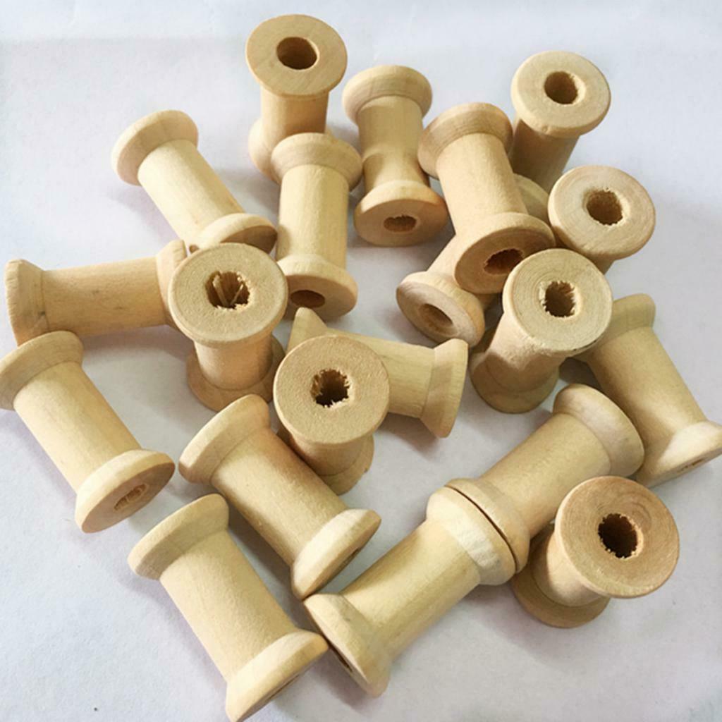 20Pcs Wooden Spools Bobbins Wire Coils Embroidery Floss Bobbins Cross Stitch