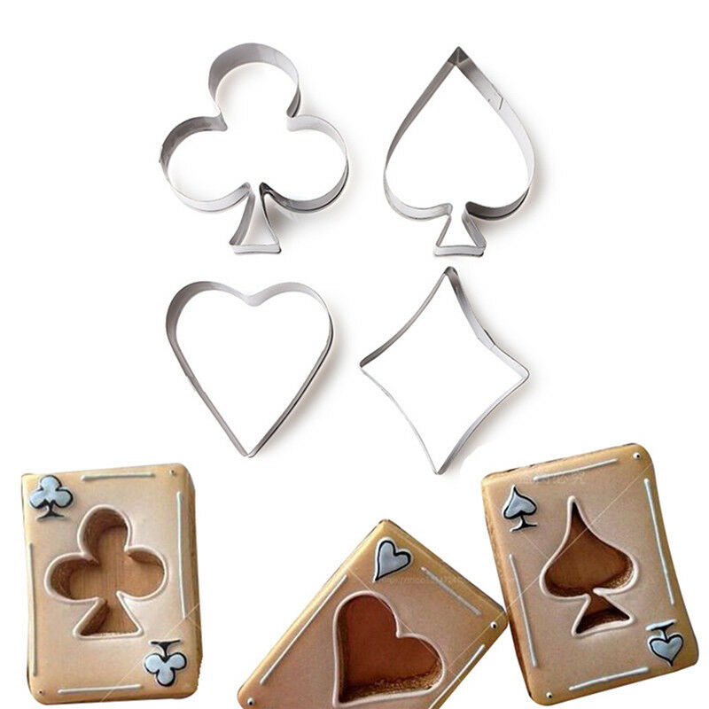 Delidge 4pcs/set Poker Cookie  Stainless Steel Playing Cake Fondant Mold .l8