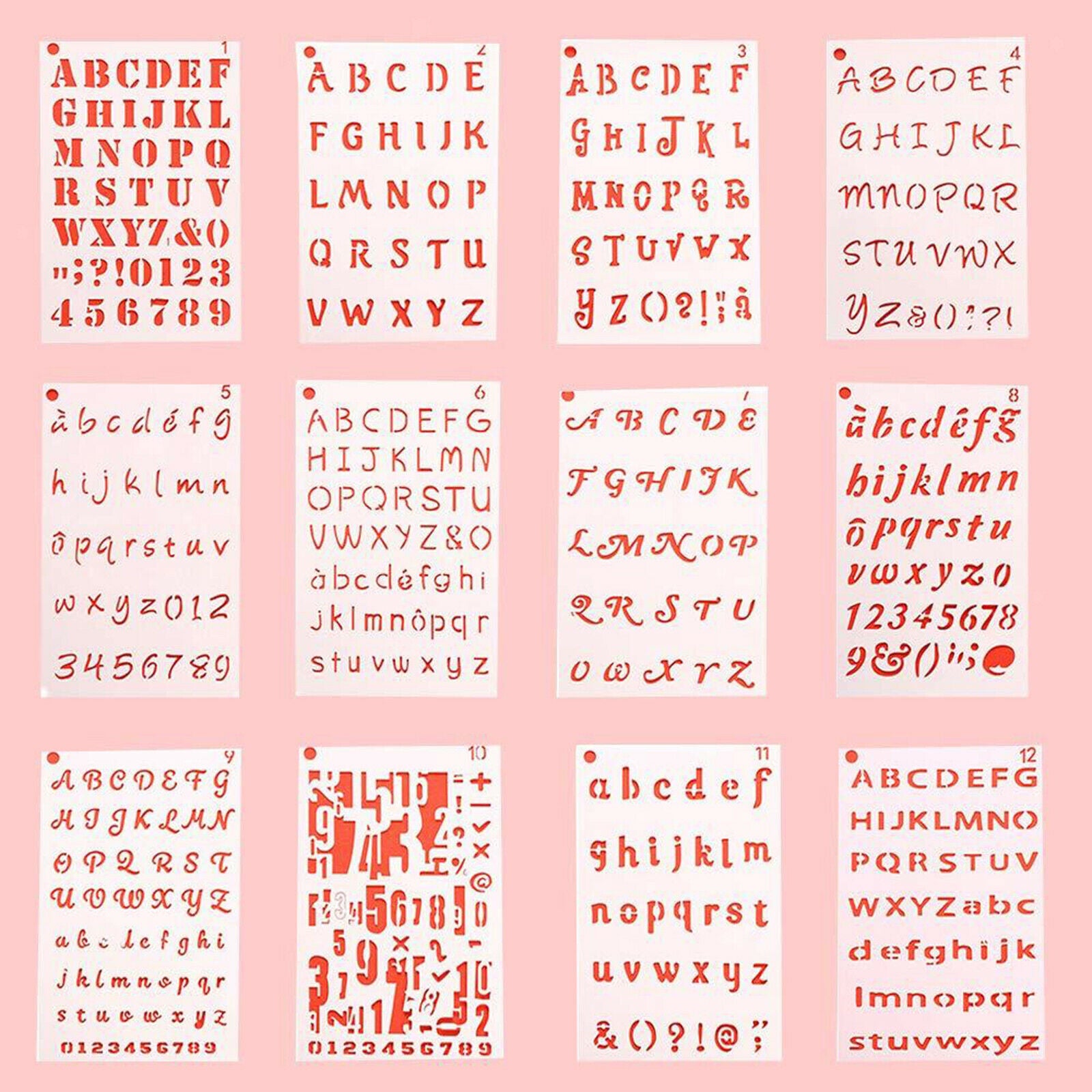 12pcss Letter And Number Stencils DIY Drawing Templates Journal Stencils White