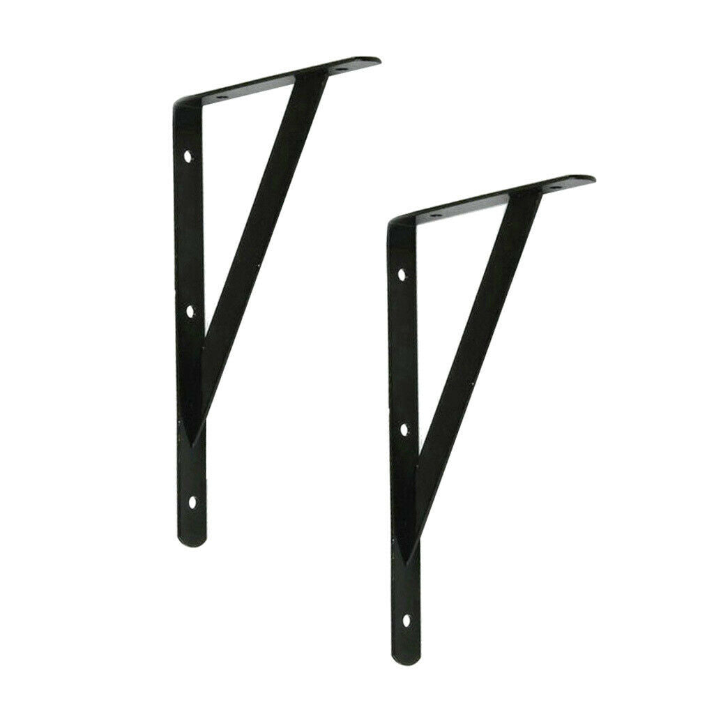 3 Pairs Strong Metal L-Shape Black Wall Shelf Bracket Metal Plank Rack Supporter