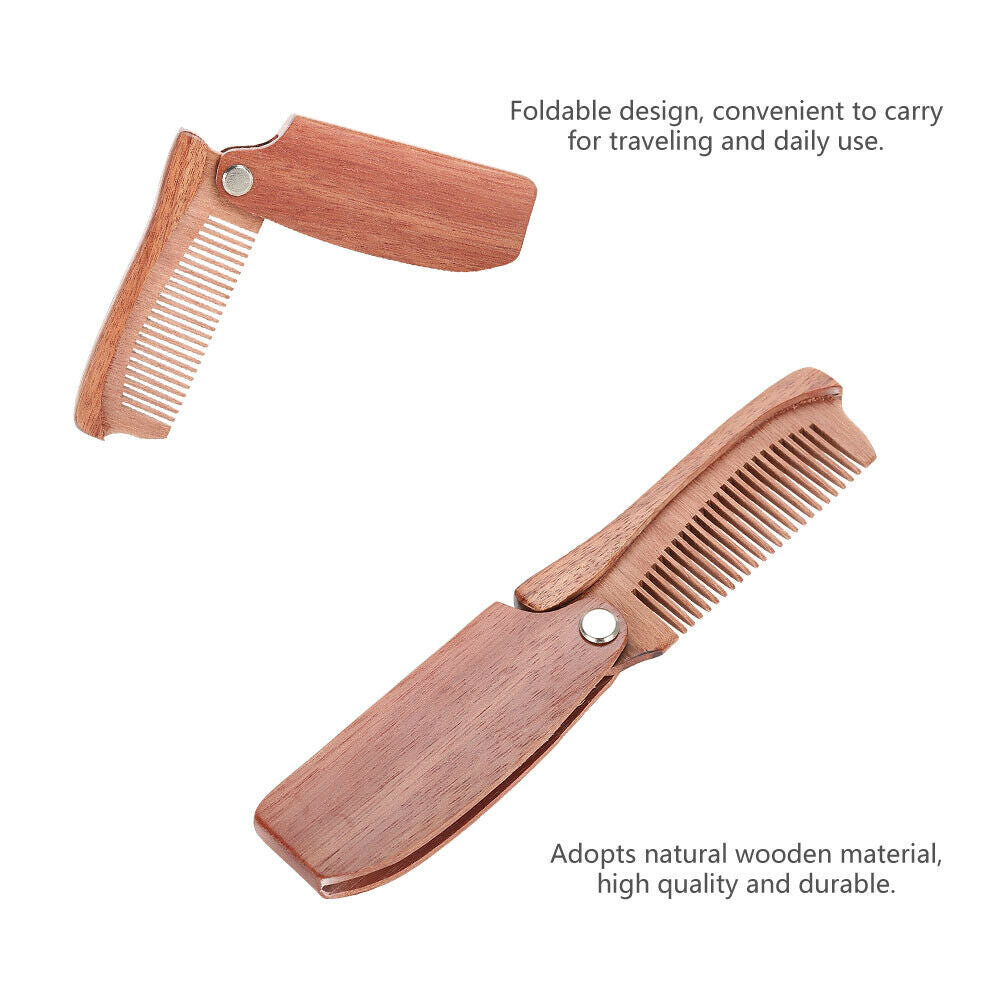 Wooden Folding Hair Brush Moustache Mustache Beard Comb Styling Tool Facial Care