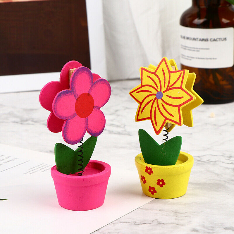 Photo Clip Holders Wooden Floral Cards Memos Note Holder For Office Room DecBDA
