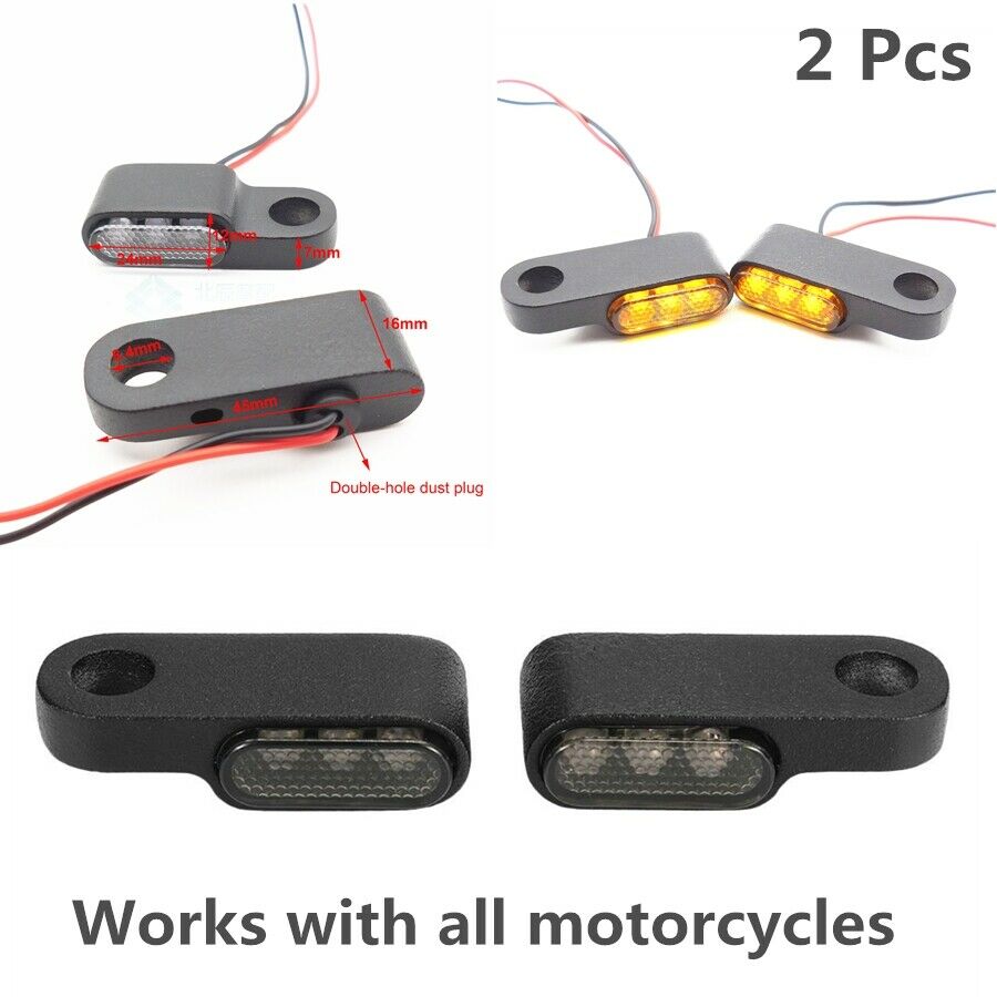 2Pcs 8mm 12V LED Motorcycle Smoke Turn Signals Indicators Blinker Light Flashing