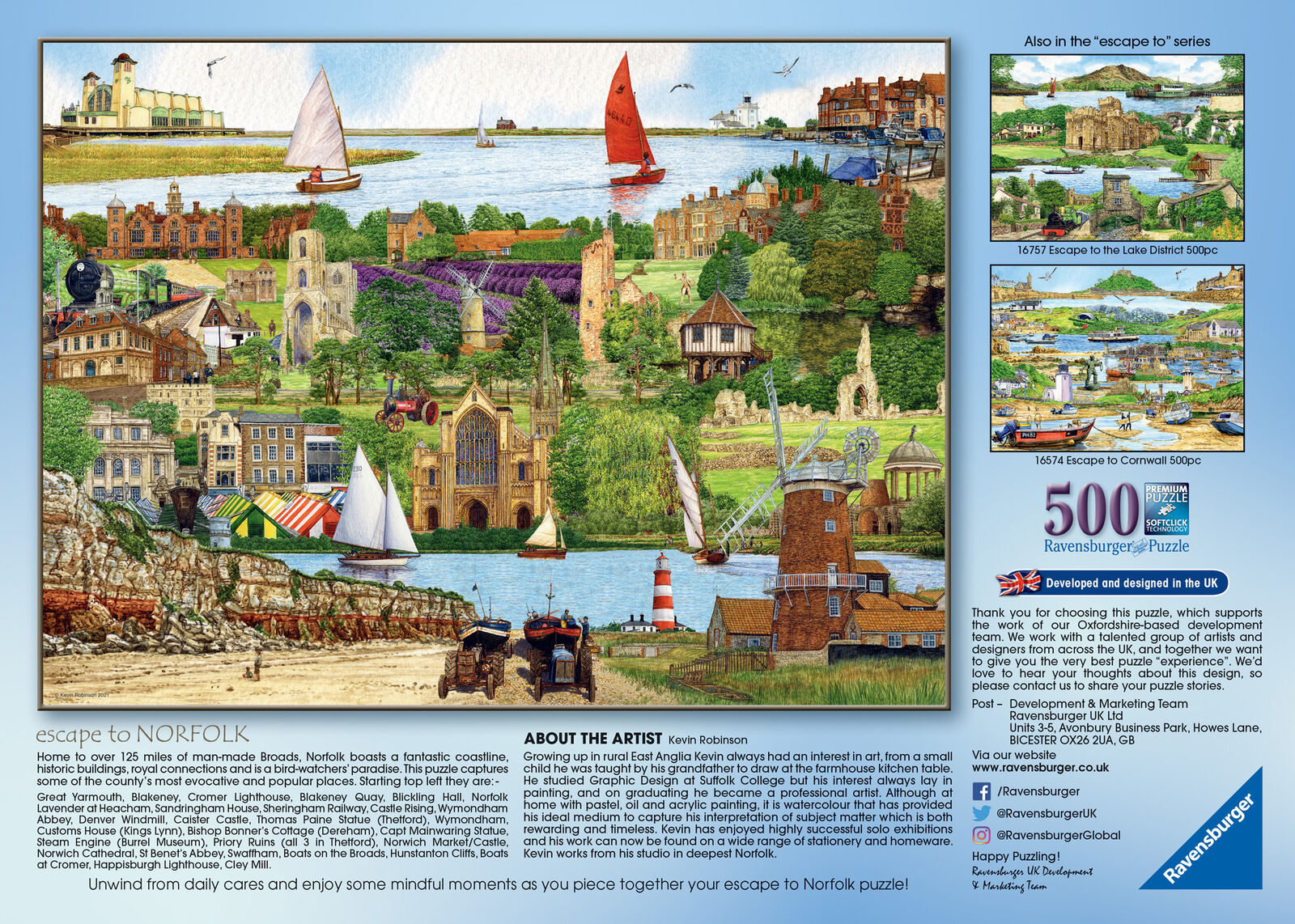 16872 Ravensburger Escape to â€¦ Norfolk Jigsaw Puzzle includes 500pcs Age 10 Year