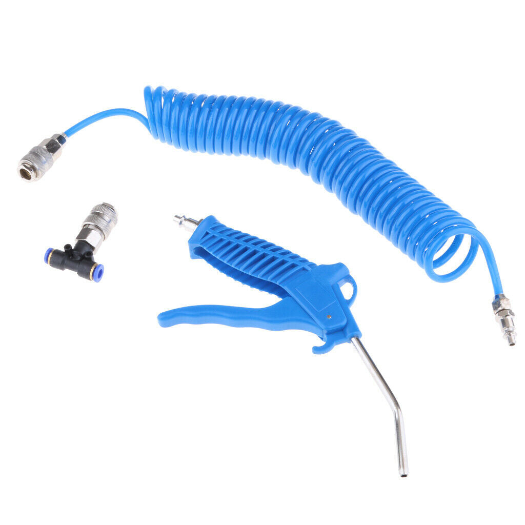 Air Blow Gun Dust Cleaner Kit Hand Tools, 5M Recoil Hose, Steel Nozzle Kit,