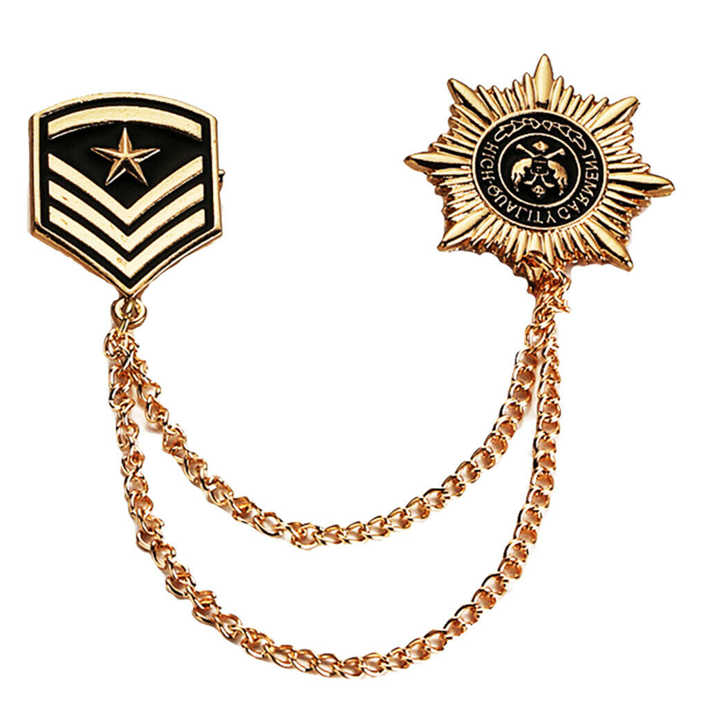Medal Badge Chain Lapel Brooch Pin Fancy Dress Militray Uniform Corsage
