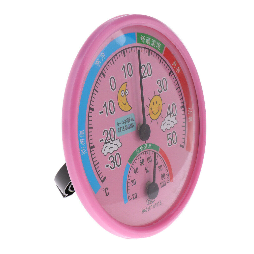 Indoor Outdoor Thermometer Temperature Meter Wet Hygrometer Humidity Pink