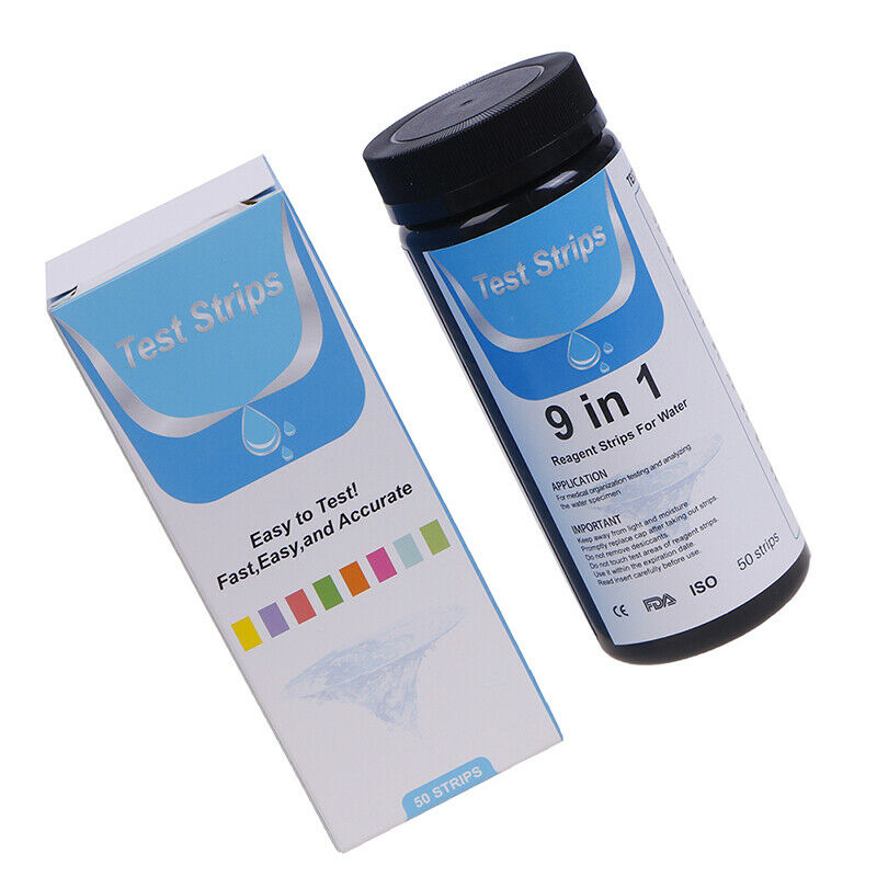 50Pcs 9IN1 PH Test Fish Tank Water Tropical Aquarium Pond Water Test Strips K SJ