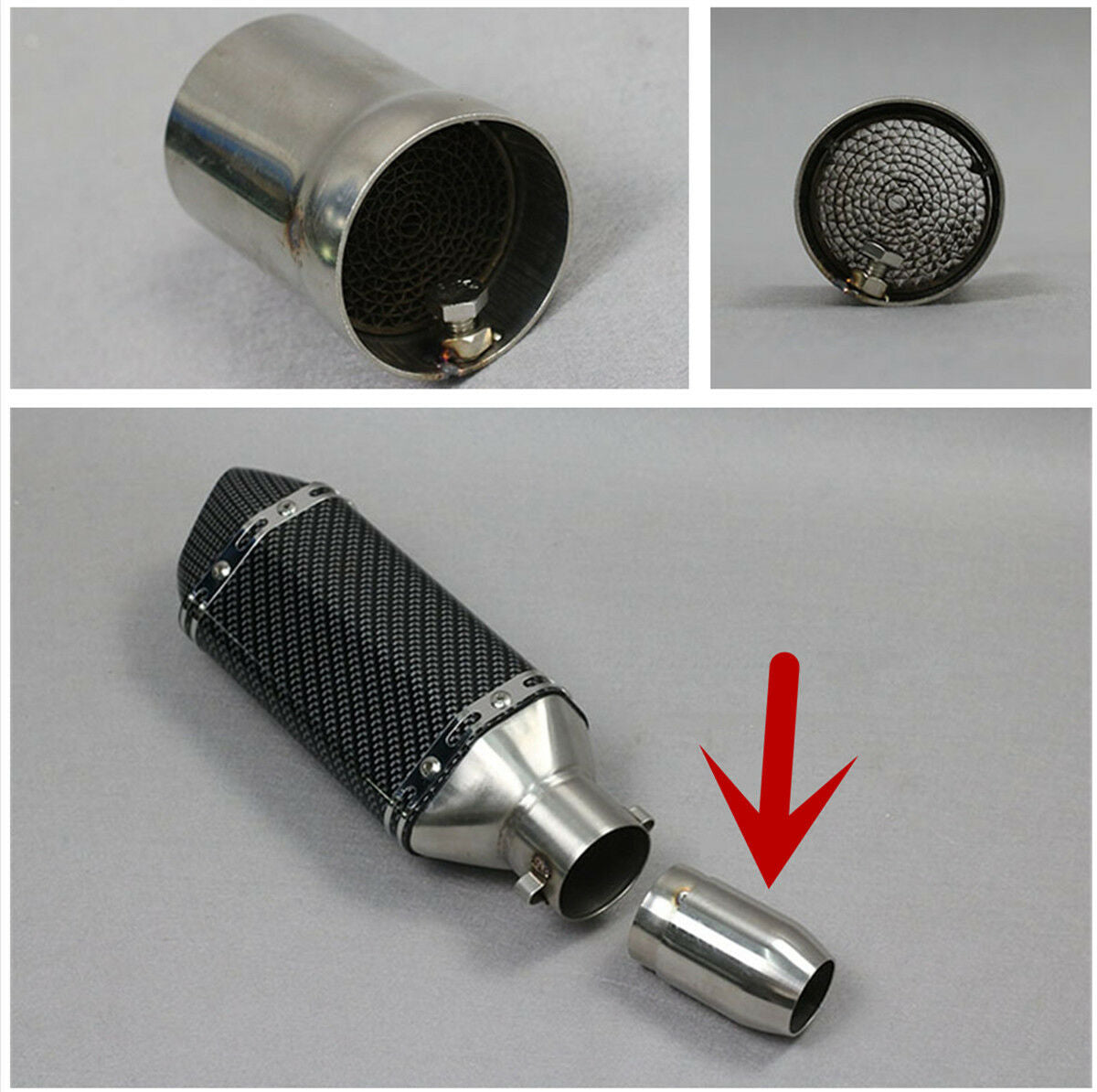 48MM Stainless steel Motorcross Exhaust Front Mid End Catalyst Silencer Muffler