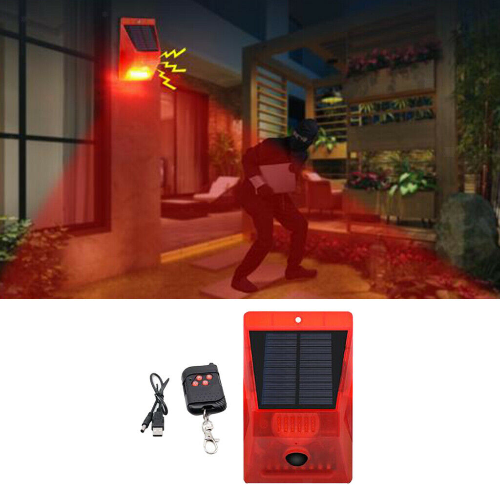 Solar Siren Sound Alarm Alert Light 8 LED 129db Alarm System for Driveway