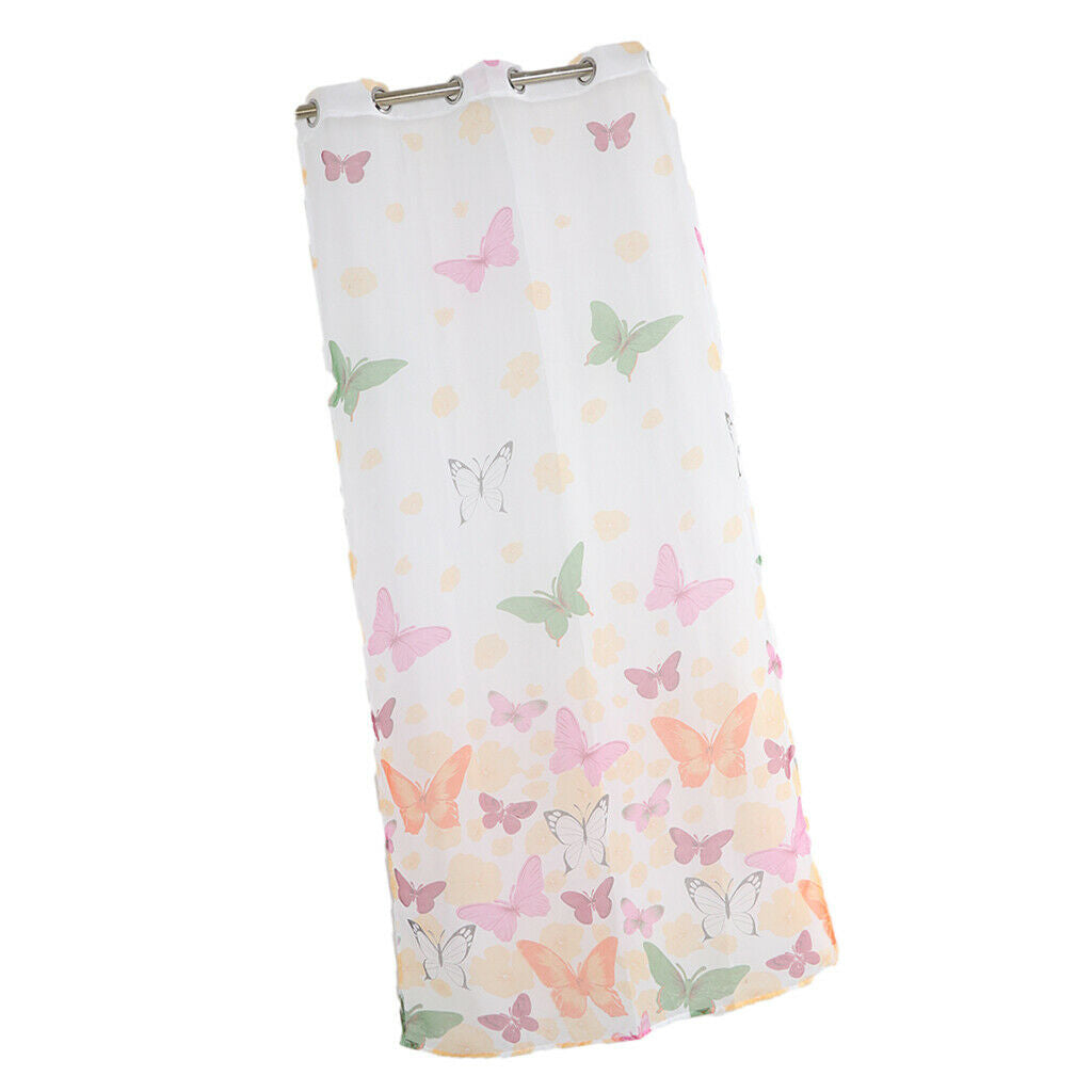 Butterfly Printing Sheer Curtains Window Voile Panels for Bedroom 200x100cm