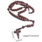 Jesus Wooden Prayer Beads 6mm Rosary Cross Necklace Pendant Woven Rope Chain