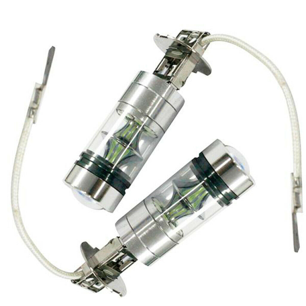 1 Pair H3 100W LED 8000K ICE BLUE 2323 Projector Fog Driving Light Lamp