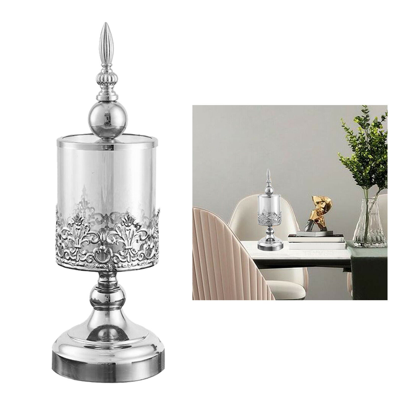 Iron Glass TeaLight Pillar Candle Table Holder Stand Candelabra Wedding Decors