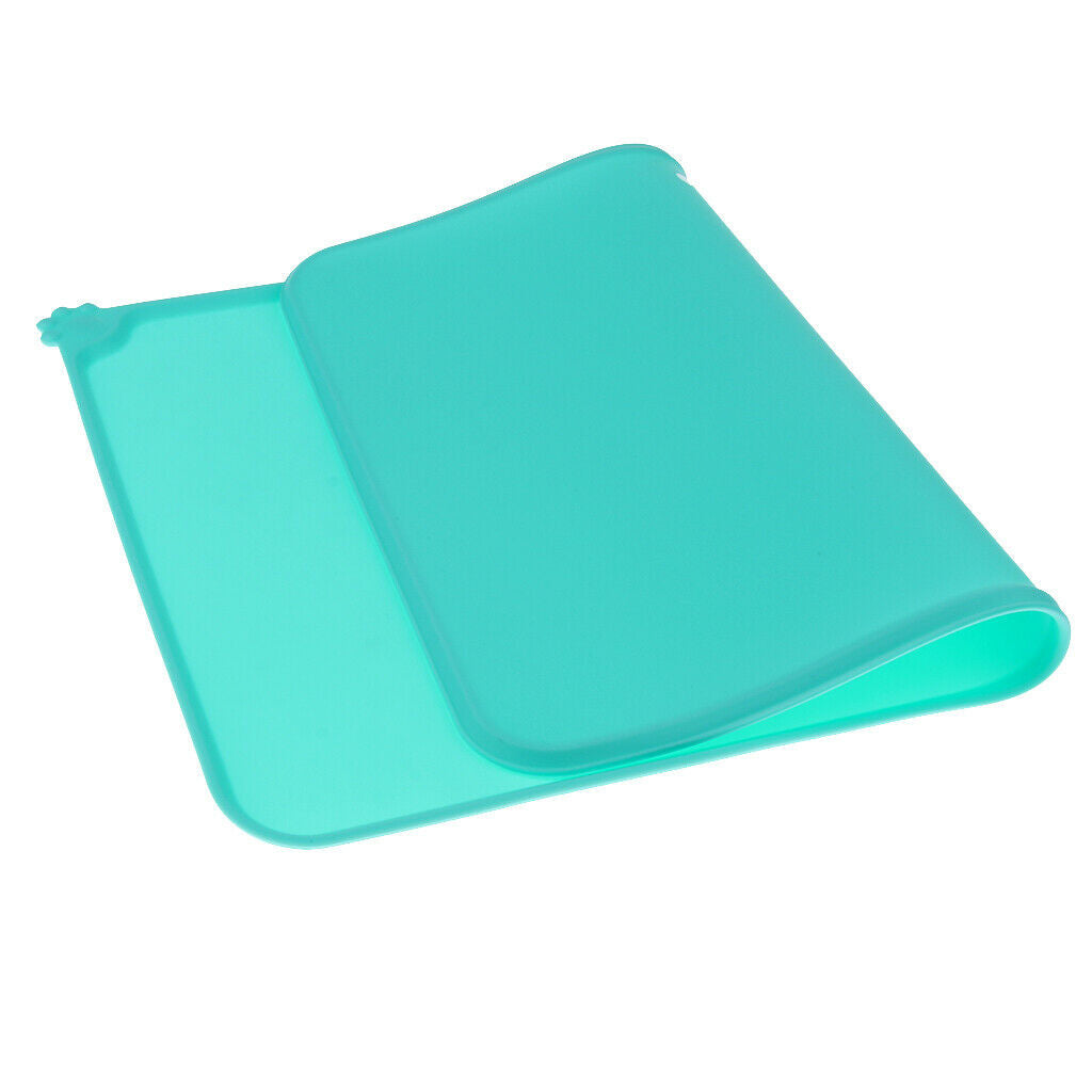 Pet Dog Feeding Mat Rectangle Silicone Dish Bowl Food Water Placemat  Green