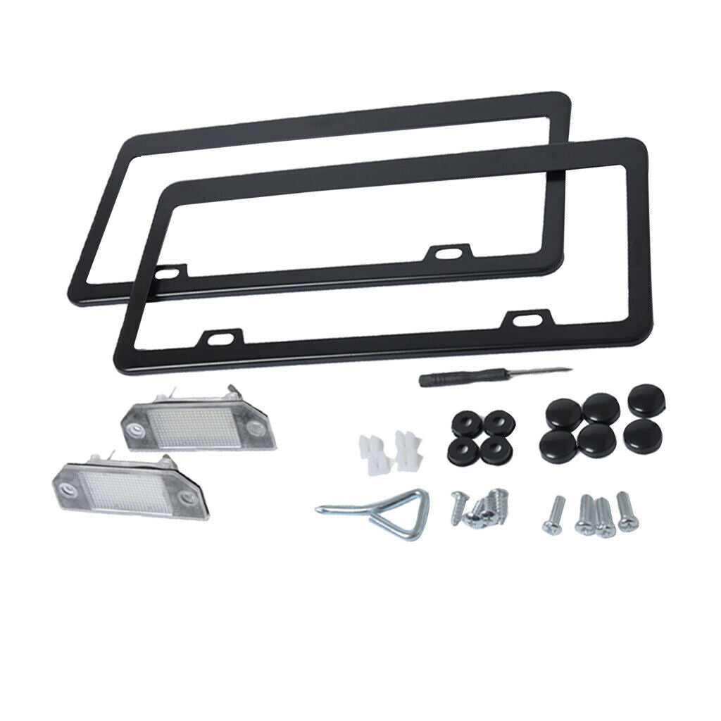 License Plate Lights LED Lamps + License Plate Frame Replacement Set
