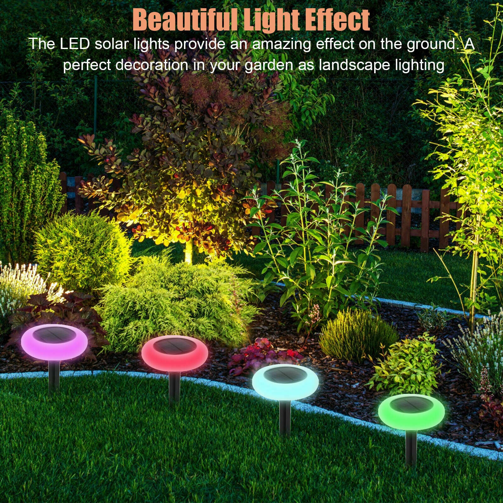 2PCS Solar LED Light Waterproof Lawn Lamp Yard Lanscape Color Changing Outdoor