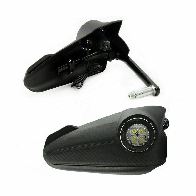 Motorcycle Hand Guards Rainproof Board w/ LED Self-adjustable Lights Windproof