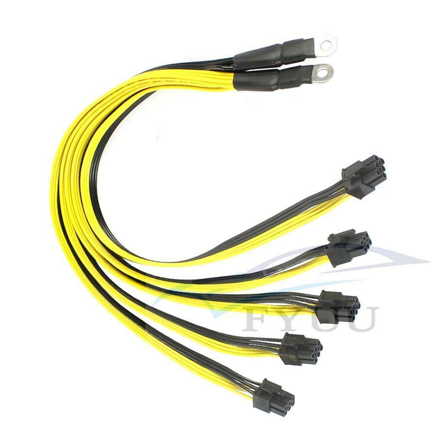 2pcs S7 S9 to 5X PCI-E PCIe 6Pin GPU Graphics Power Cable BTC Miner S11 T9+ X10