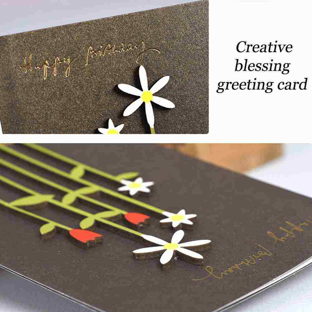1pcs Thank you Card DIY Dried Flowers Weddings Birthday Krafts New Greeting