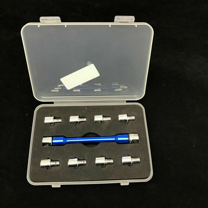 Blue CNC Motorcycle Spoke Wrench w/ 10 Hardened Tips 5.0-6.8 For Most Motorbikes