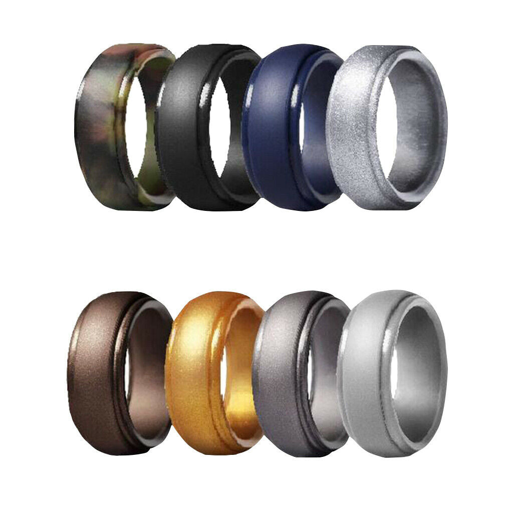 8 Pieces Silicone Rings Men Women Band Sport Rings Outdoor Rings Size 14