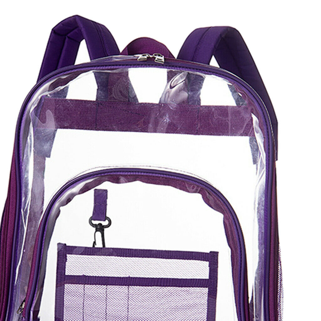 1Pcs Clear Backpack Transparent Bookbag Travel Front Accessory Pocket Purple
