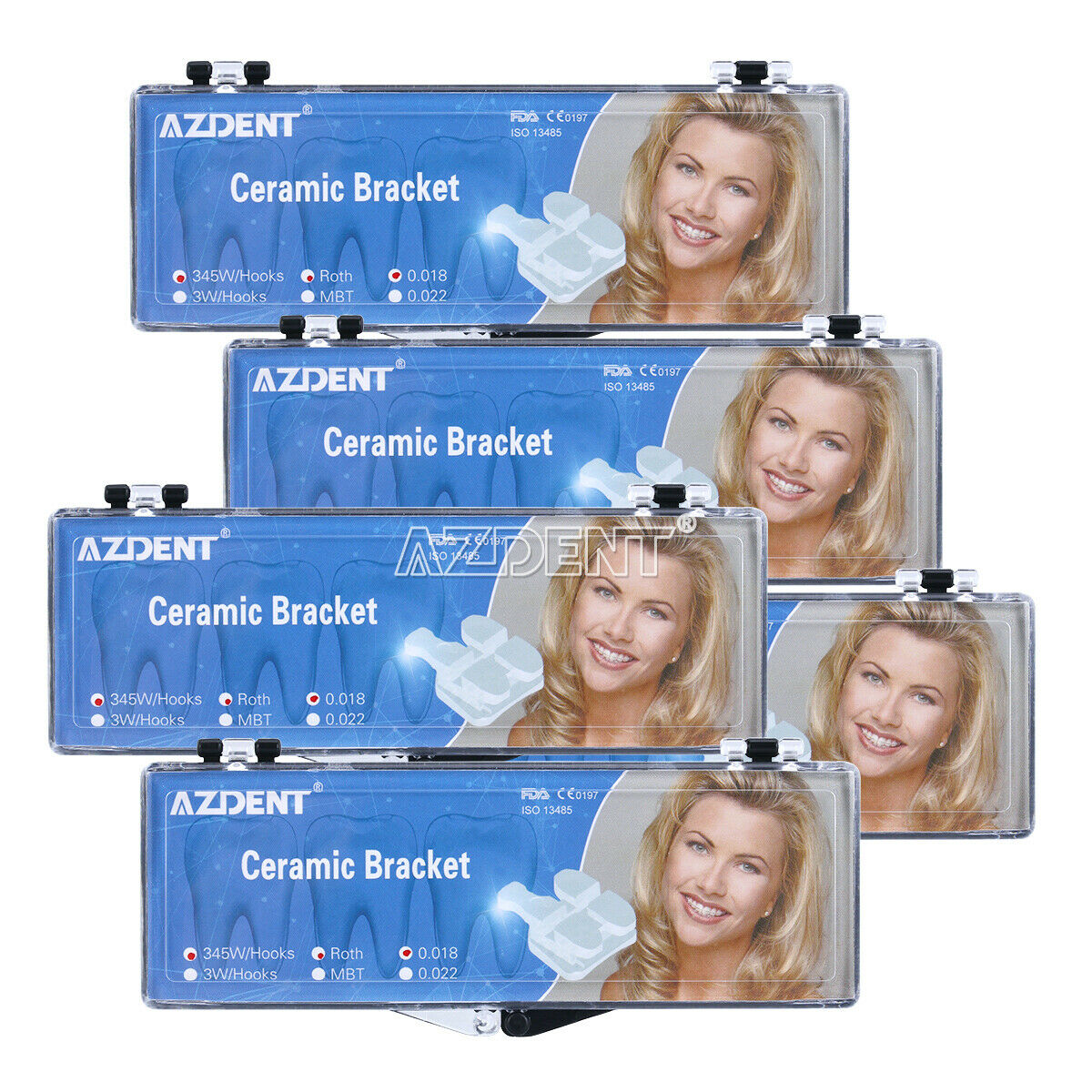 5 X Dental Orthodontic Clear Ceramic Brackets Braces Roth 018 Hooks 345 AZDENT