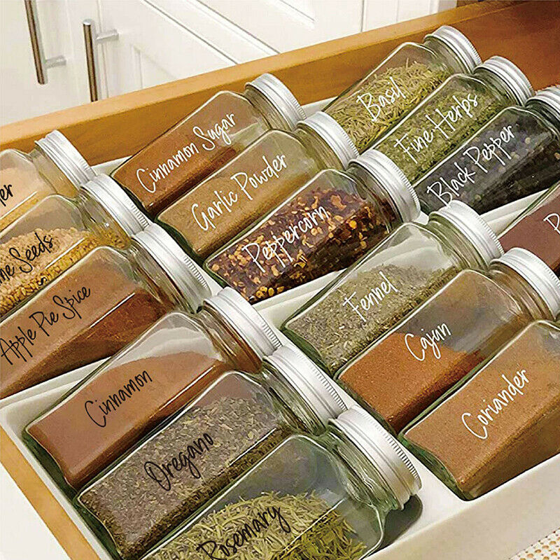 Transparent Spice Stickers Waterproof Black White Preprinted Pantry StickersFCA