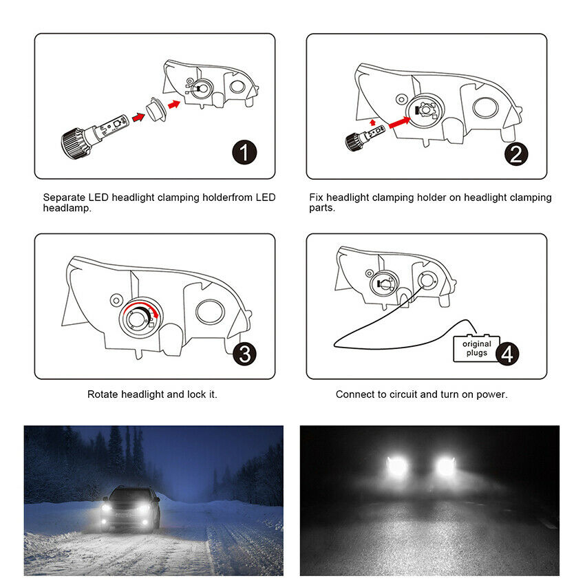2x H4 HB2 9003 LED Headlight Bulb Ice Blue Kit Hi-Low Beam Bulb Fog Light white