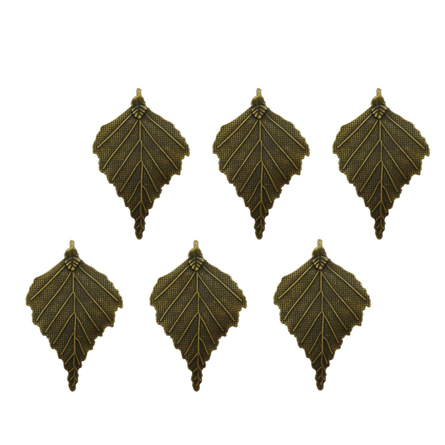 4-pack Alloy Maple Pendant Antiqued Bronze Color Jewelry Making Charms 65x45mm
