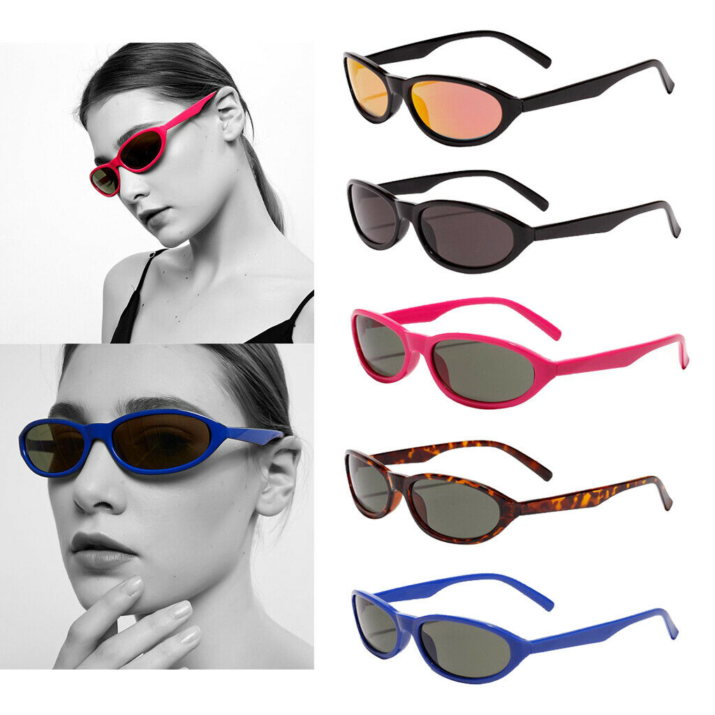 UV400 Oval Small Cat Eye Sunglasses Cool Punk Goth Shades Rave Rose Red