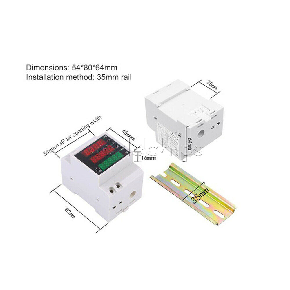 D52-2047 DIN Rail Type Digital  AC Voltmeter Ammeter Power Meter AC 80-300V 100A