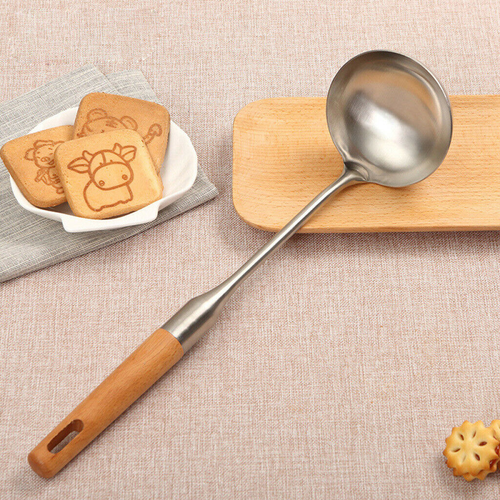 Metal Soup Spoon Ladle for Cooking Heat Resistant Tableware Long Handle