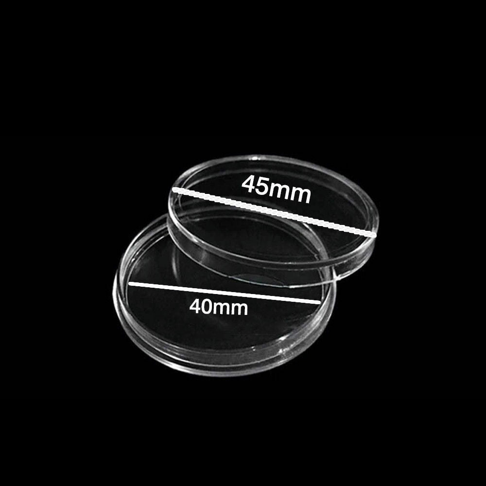 10Pcs Clear Round Plastic Coin Capsule Container Storage Box Holder Case 40mm